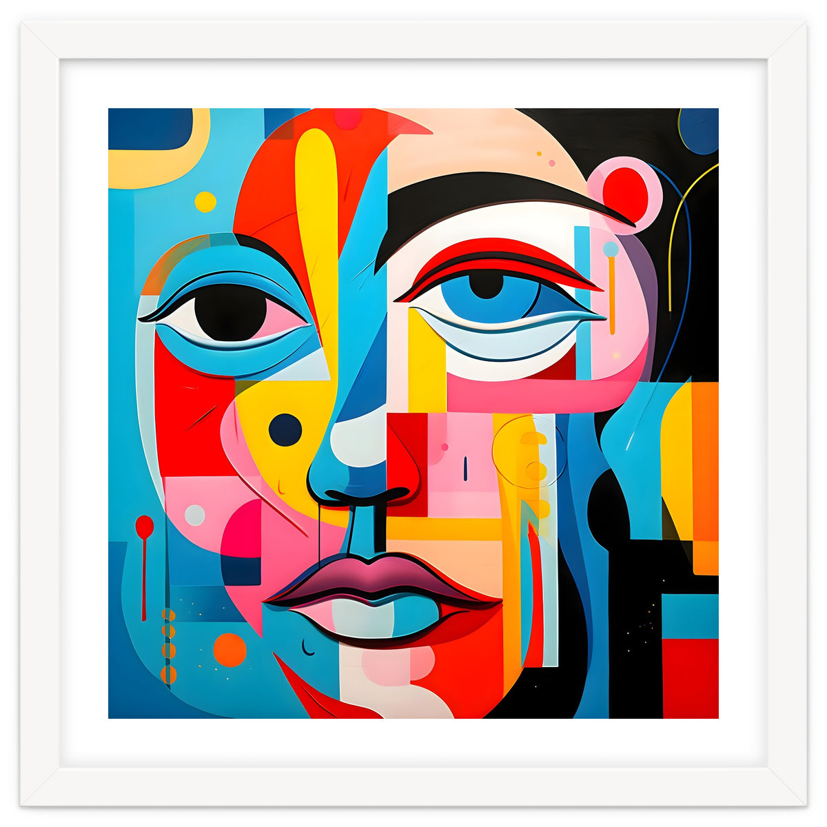 CUBIST HARMONY,  face, the essence of Cubist inspiration in a fragmented vibrant spectrum.