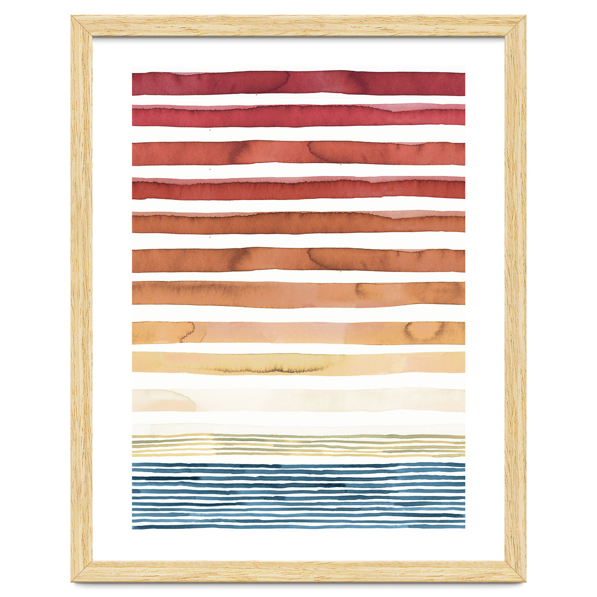 Watercolour Sunset Stripes Orange