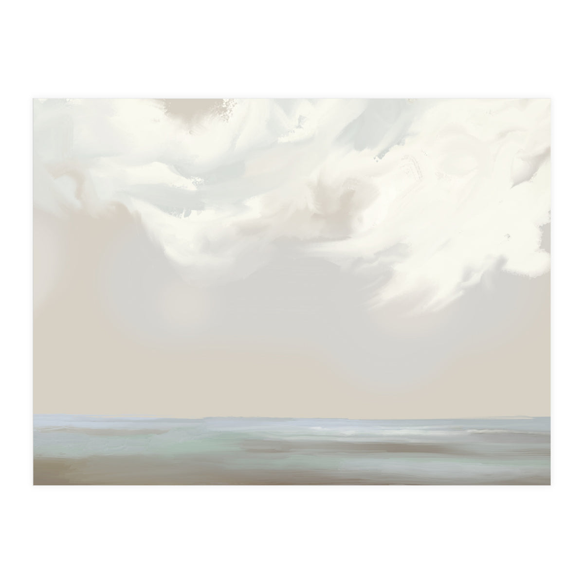Abstract muted sea and clouds oil painting  (Print Only)