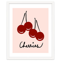Cherries modern simple minimalistic red cute Fruit wall art