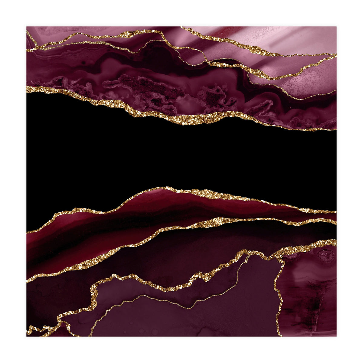 Burgundy & Gold Agate Texture 11 (Print Only)