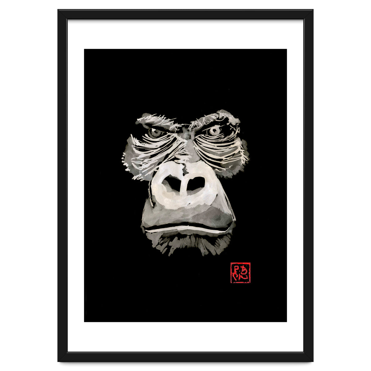 Angry Gorilla White In Black