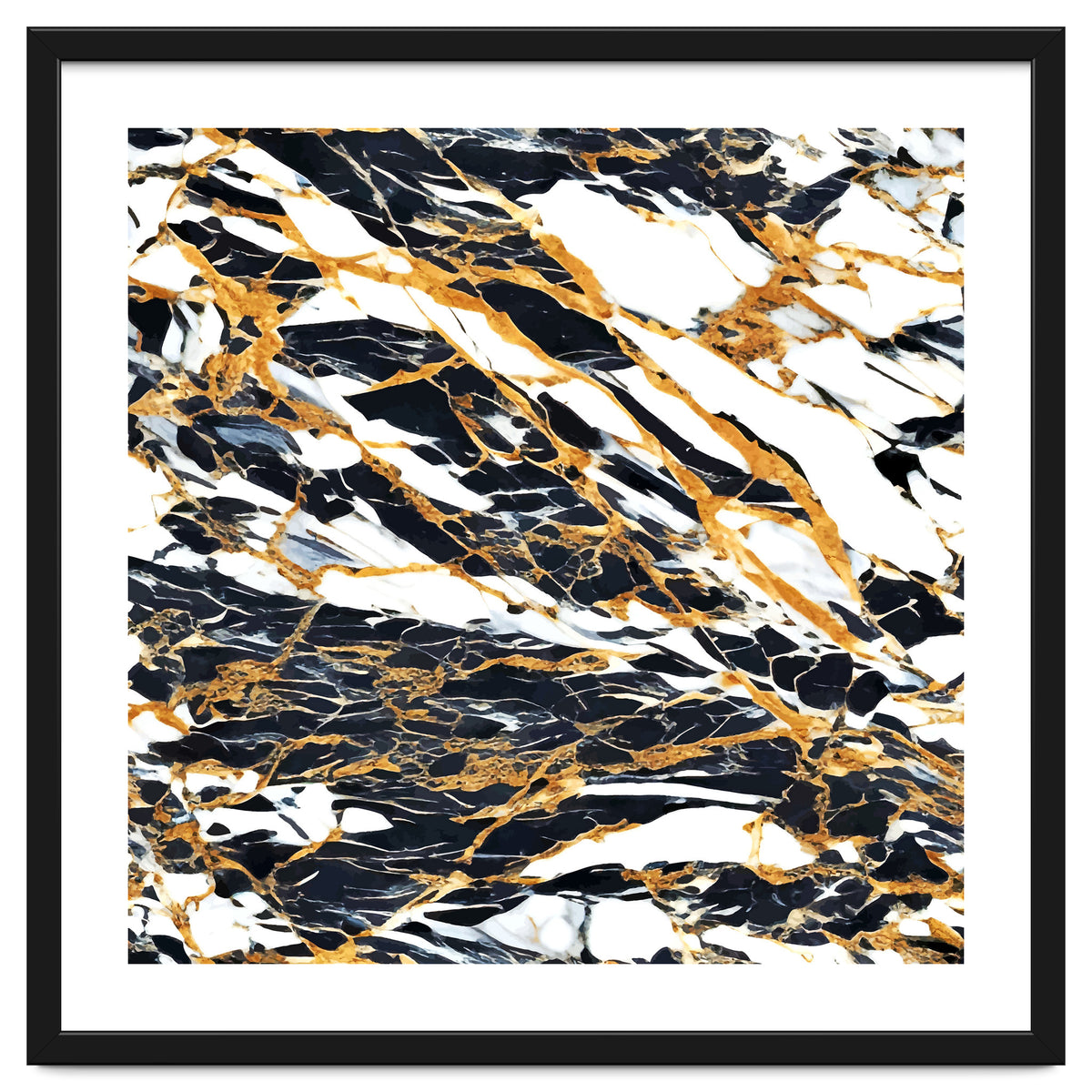 Painted Black Gold & White Marble, Luxe Exotic Eclectic Texture Pattern, Precious Stones Painting