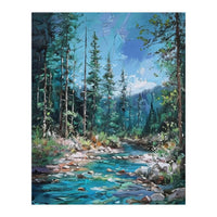 Whispers of the Azure Creek: A Textured Journey (Print Only)