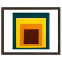 JOSEF ALBERS - HOMAGE TO THE SQUARE DARK GREEN YELLOW ORANGE BROWN