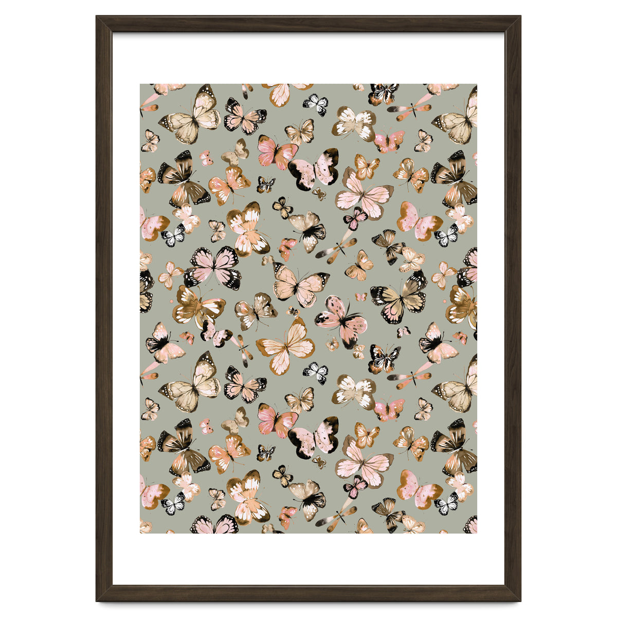 Flying Butterflies Gold Beige