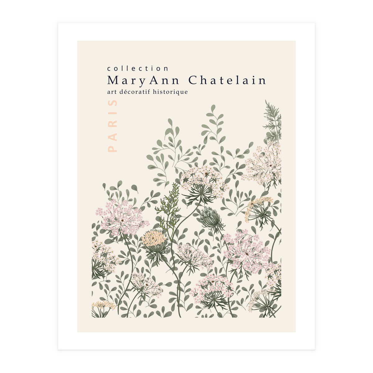 Historic decorative art Paris Queen Anne's lace (Print Only)