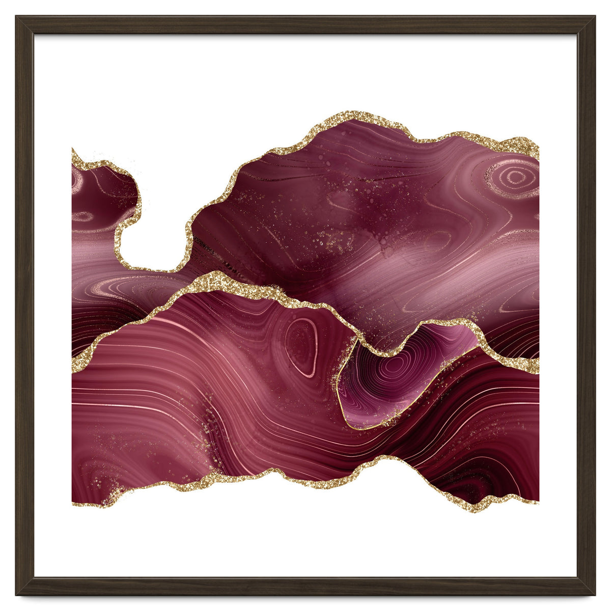 Burgundy & Gold Glitter Agate Texture 08