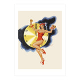 Pinup Girl Celebrating New Year (Print Only) thumbnail