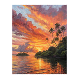 Impressionist Tropical Sunset Over Paradise Island (Print Only) thumbnail