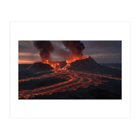 Volcanic Fury: Erupting Mountain Landscape (Print Only)