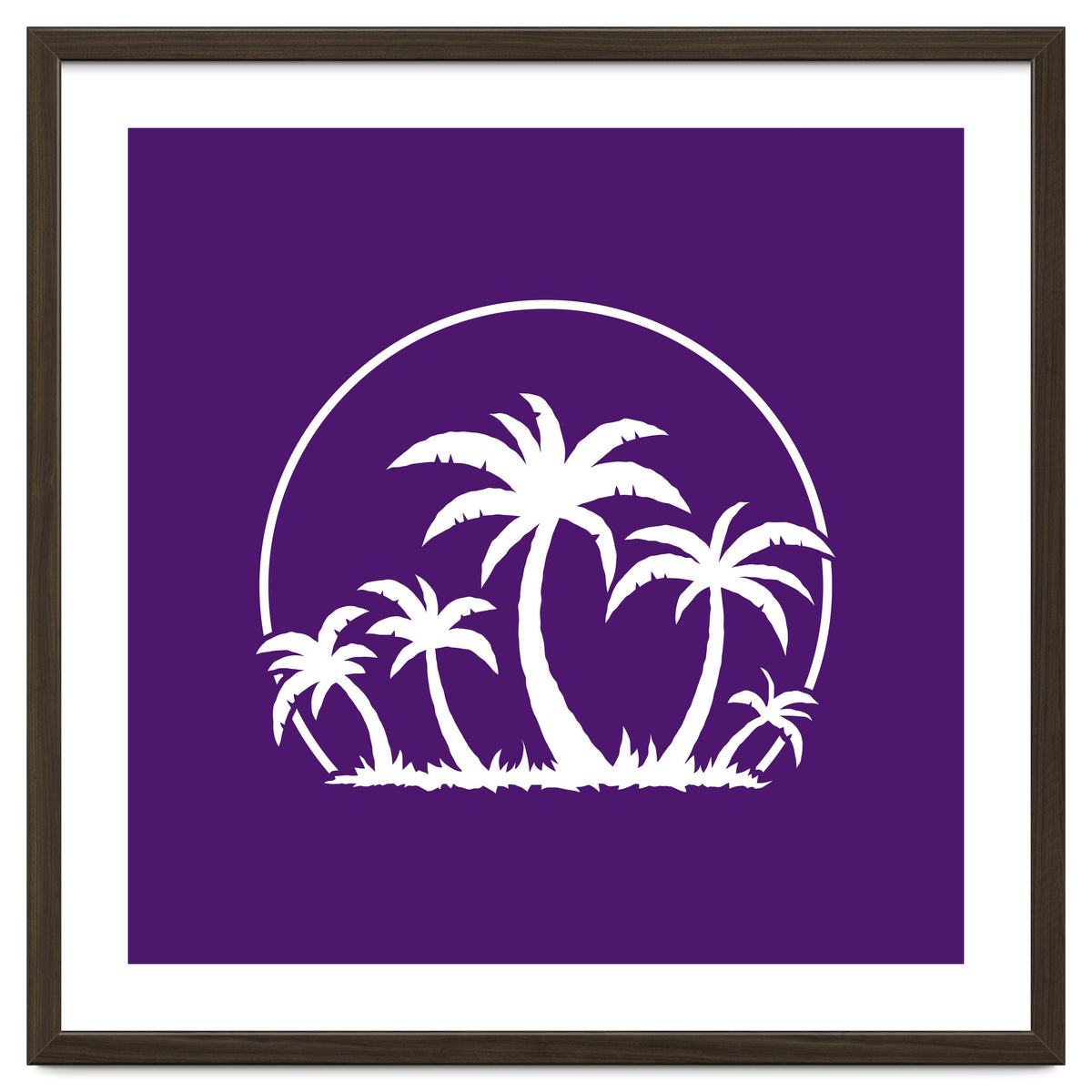 Palm Trees And Sunset in White