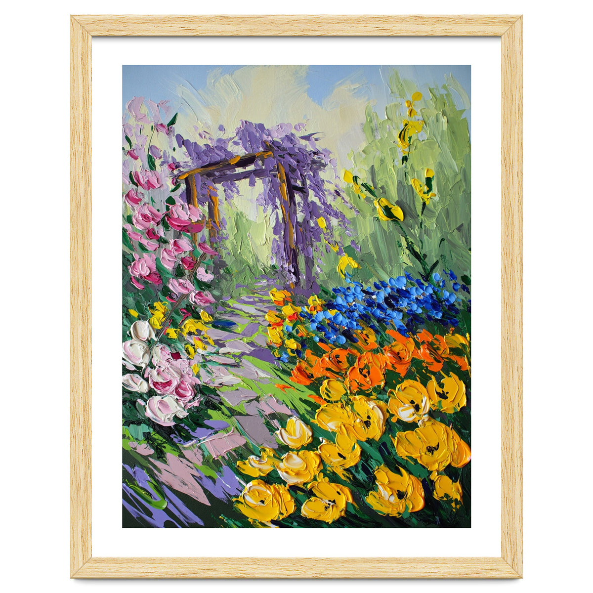 Sun-Drenched Garden Pergola Oil Painting