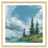 Ethereal Alpine River Valley with Snow-Capped Mountains thumbnail