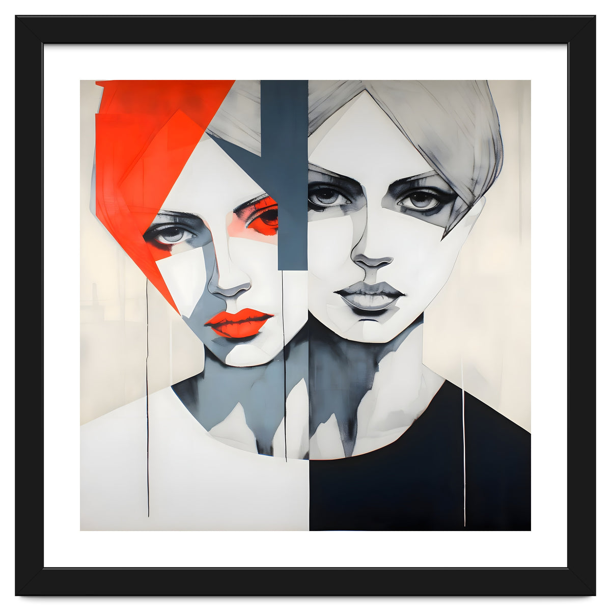 CHIC, Fashion in it's simplist form, two chic women head and shoulders portrait.