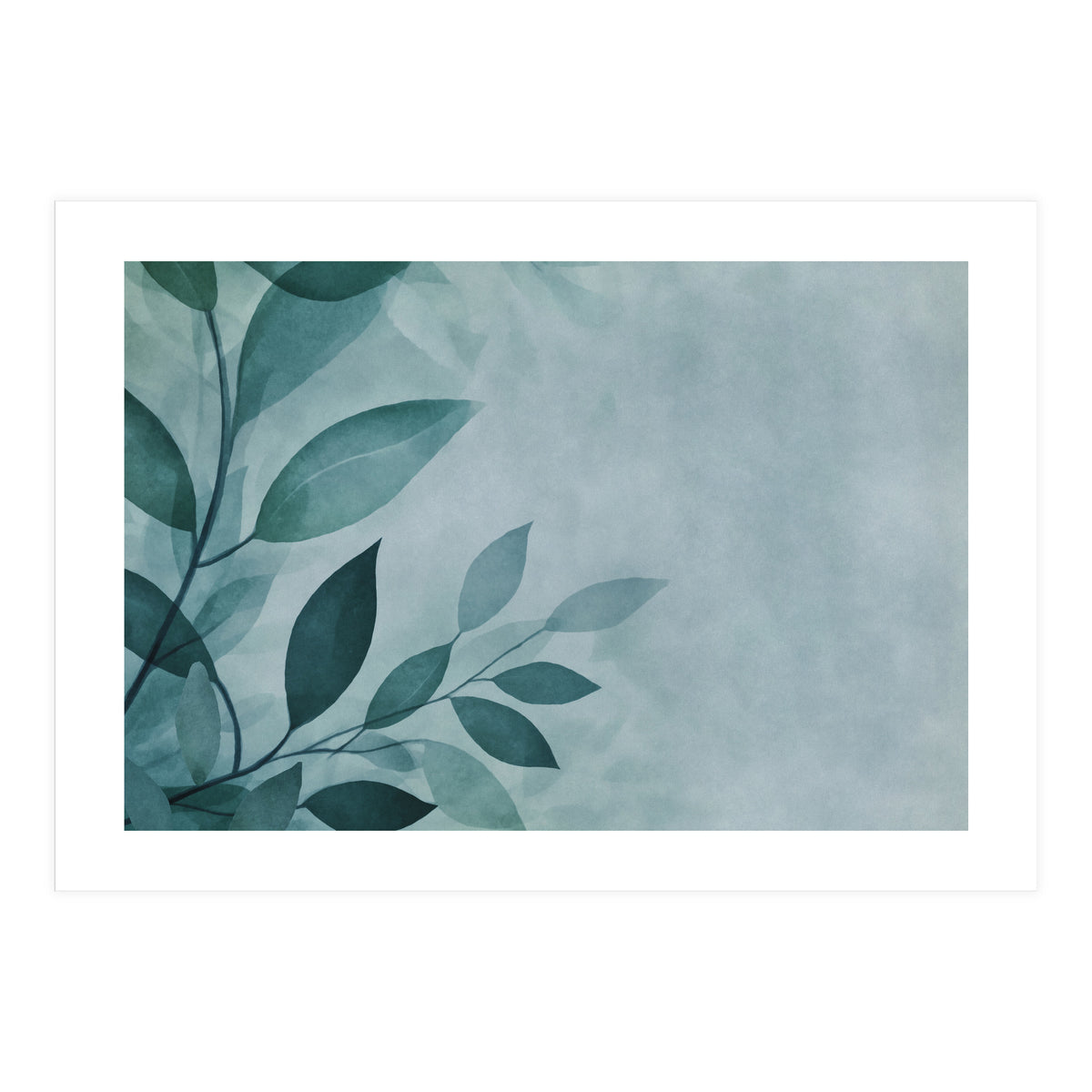 Gentle Leaf Whispers Teal (Print Only)