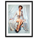 Beautiful Sexy Pinup In Posing Long White Dress thumbnail
