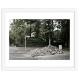 Piled-up rocks under construction on the street thumbnail