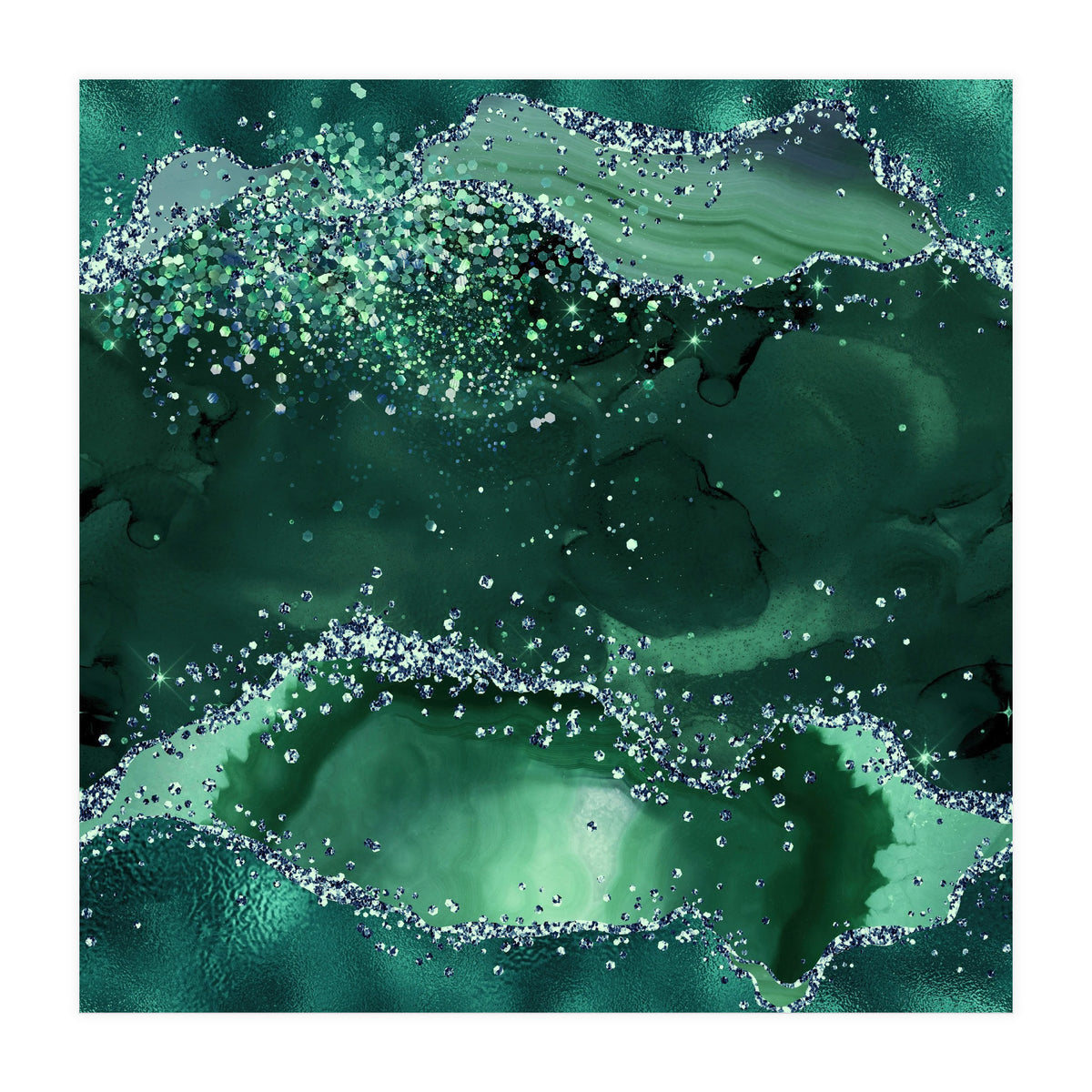 Emerald Glitter Agate Texture 04  (Print Only)