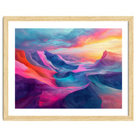 Vibrant Abstract Mountain Landscape at Sunset