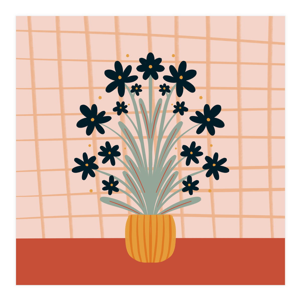 Floral Vase Orange (Print Only)