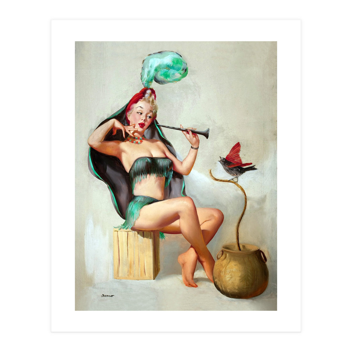 Pinup Sexy Girl Performing A Trick (Print Only)