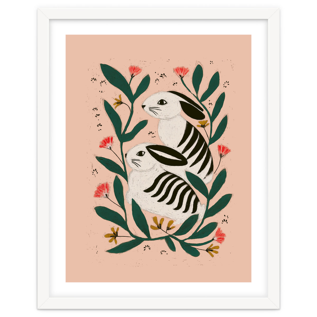 Hares Among Flowers