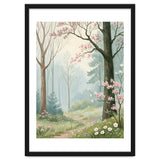 Enchanted Spring Woodland Path with Blooming Cherry Blossoms and Misty Pastel Forest Atmosphere thumbnail