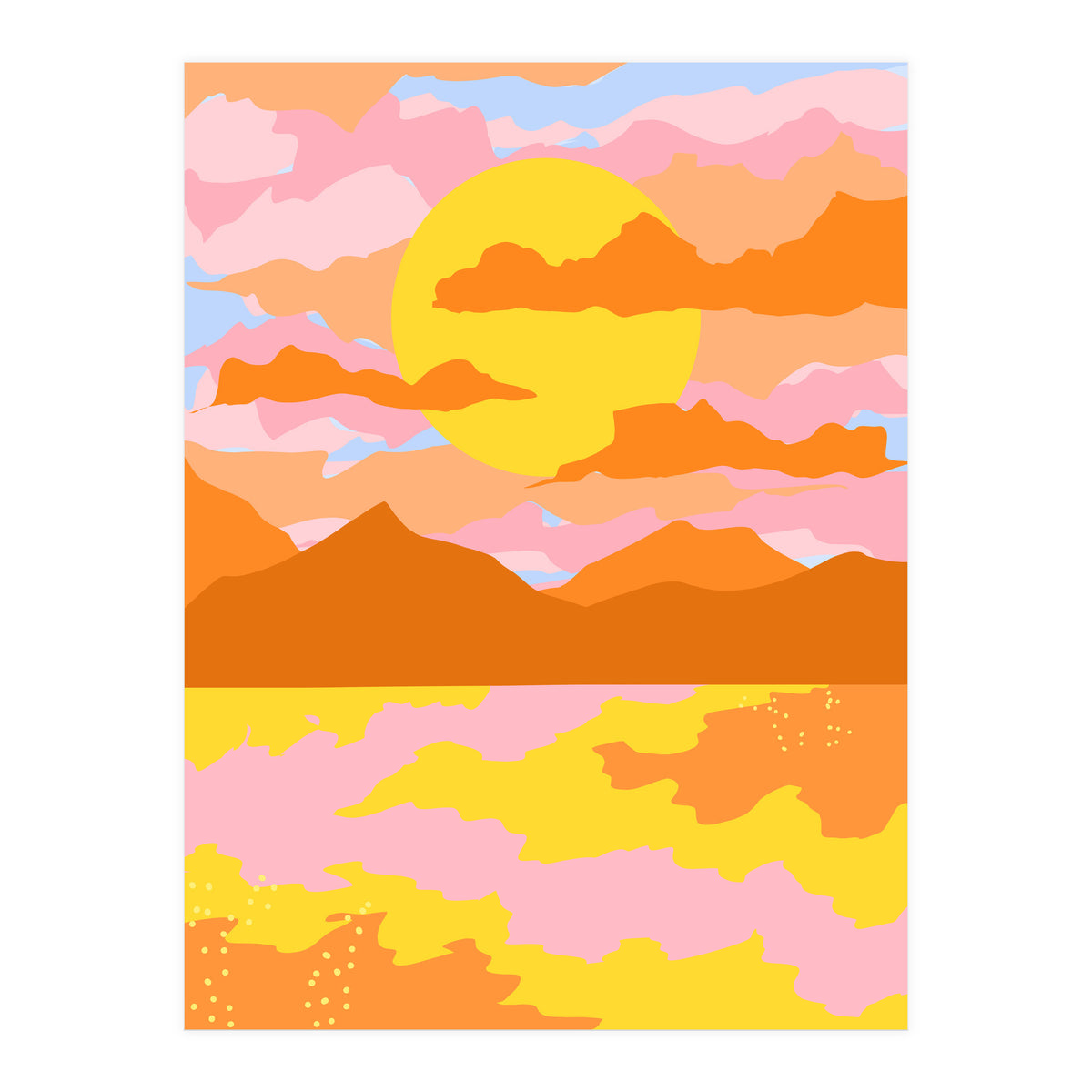 Colors Of The Sky, Sunset Sunrise Nature Landscape Illustration, Travel Adventure Bohemian Colorful (Print Only)