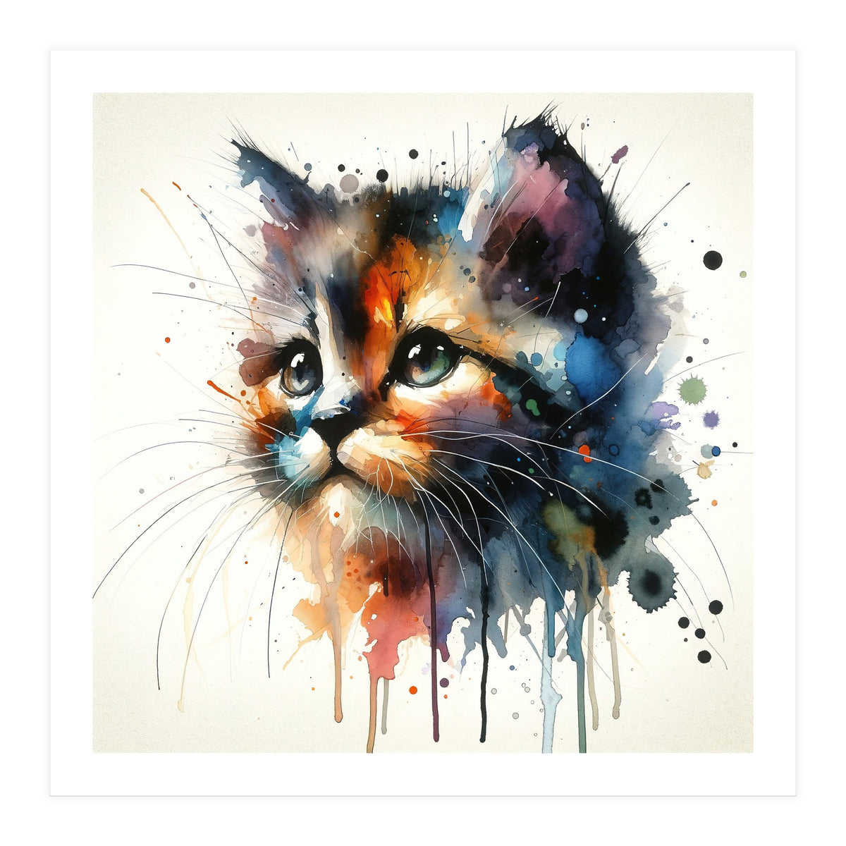 Colorful Kitten Portrait (Print Only)