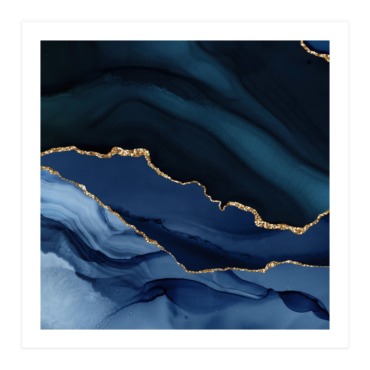 Navy & Gold Agate Texture 12 (Print Only)