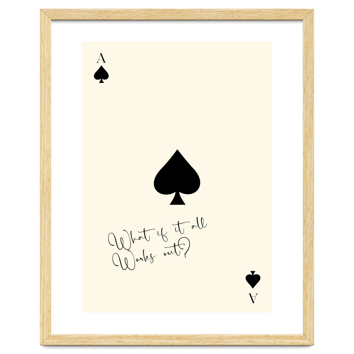 Ace of Spades Motivational Card Print, What If It All Works Out Poster