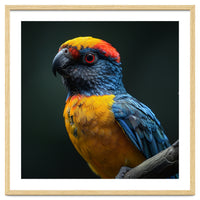Close Up Colorful Parrot Perched On A Branch