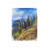 Pastel drawing of an Alpine Pine Forest (Print Only) thumbnail