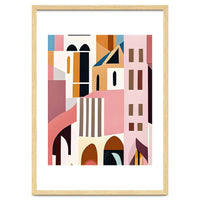 Moroccan City, Pastel Architecture Cityscape Buildings, Travel Eclectic Modern Bohemian Houses