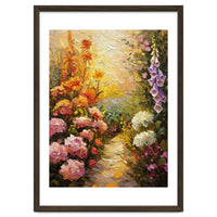 Golden Hour Summer Garden Path Oil Painting