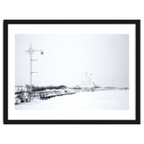 Street light and Bench in Winter snowscape thumbnail