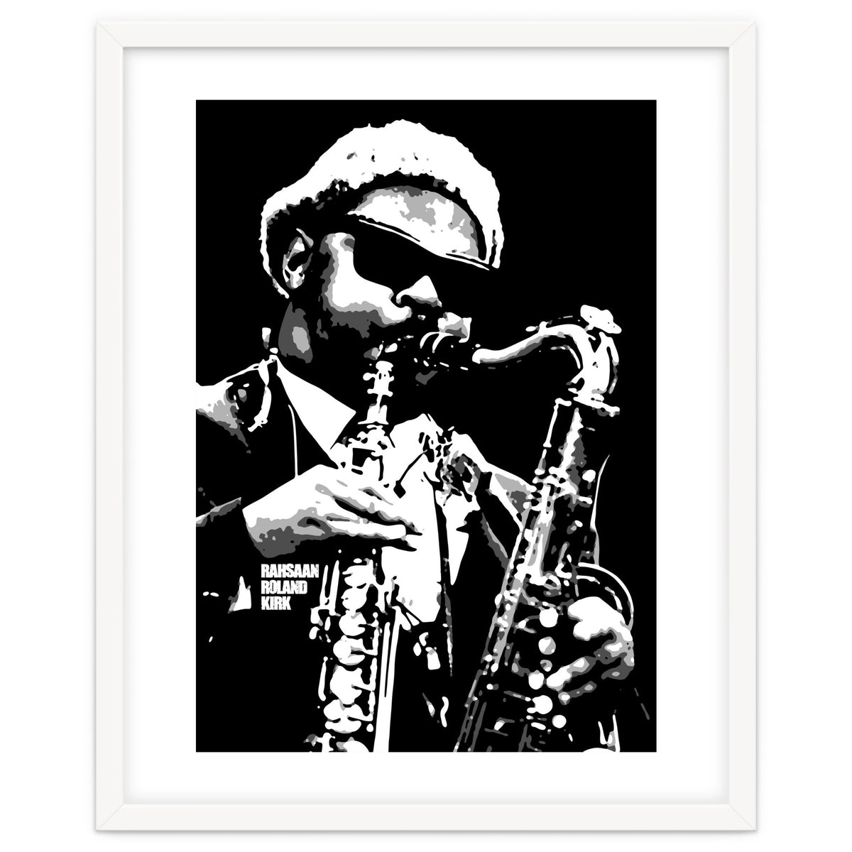 Rahsaan Roland Kirk American Jazz Multi-Instrumentalist in Grayscale 2
