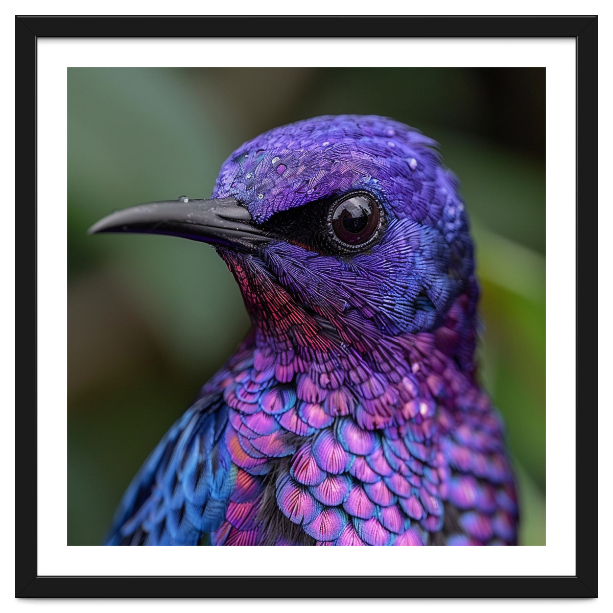 Vibrant Purple Bird With Water Droplets