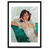 Girl Is Resting On A Green Bench, Watercolor Painting thumbnail