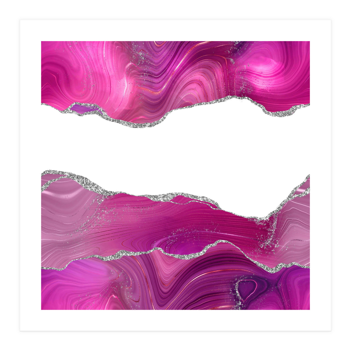 Magenta & Silver Agate Texture 08  (Print Only)