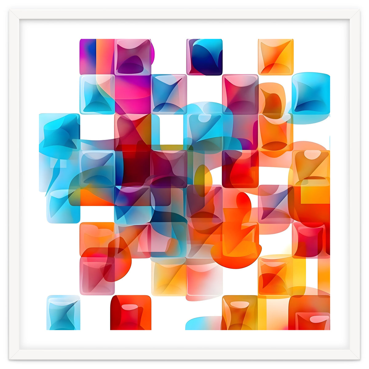JELL, Multi-colored squares against a white backdrop.