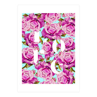 Love, Floral Typography Valentine's Graphic Design, Eclectic Modern Boho Botanical Rose Illustration (Print Only)