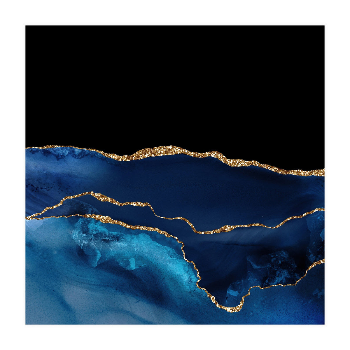 Navy & Gold Agate Texture 07  (Print Only)