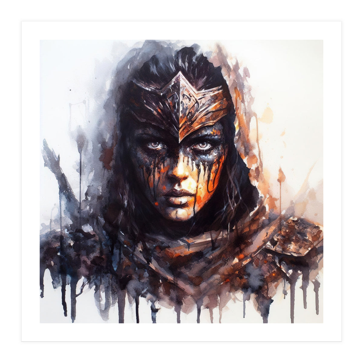 Armored Medieval Warrior Woman (Print Only)