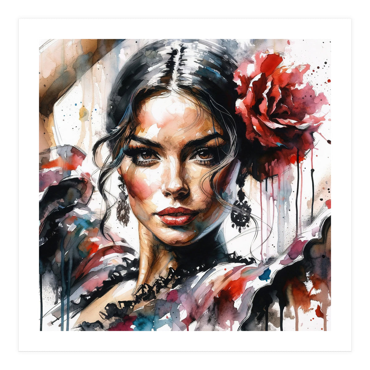 Watercolor Flamenco Dancer #2 (Print Only)