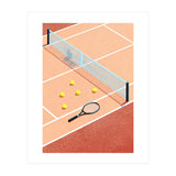 Tennis Court Art, Tennis Racket Illustration, Modern Sports Design (Print Only) thumbnail