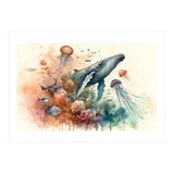 Whale And Jellyfish Watercolor (Print Only) thumbnail