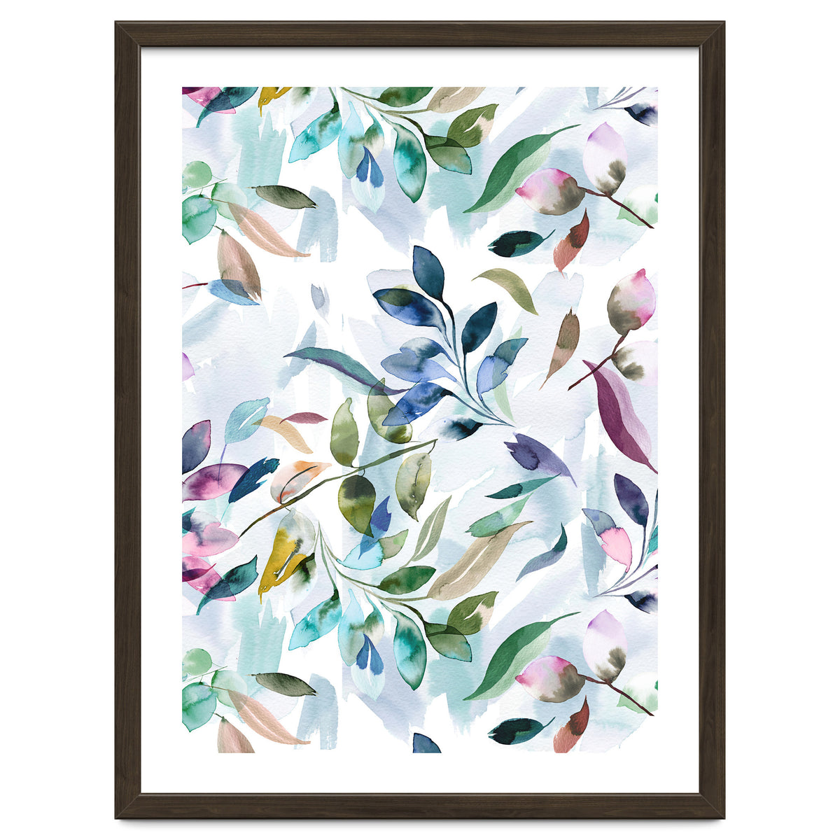 Watercolor Tranquility Leaves Mauve