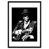 John Lee Hooker American Blues Guitarist in Grayscale thumbnail